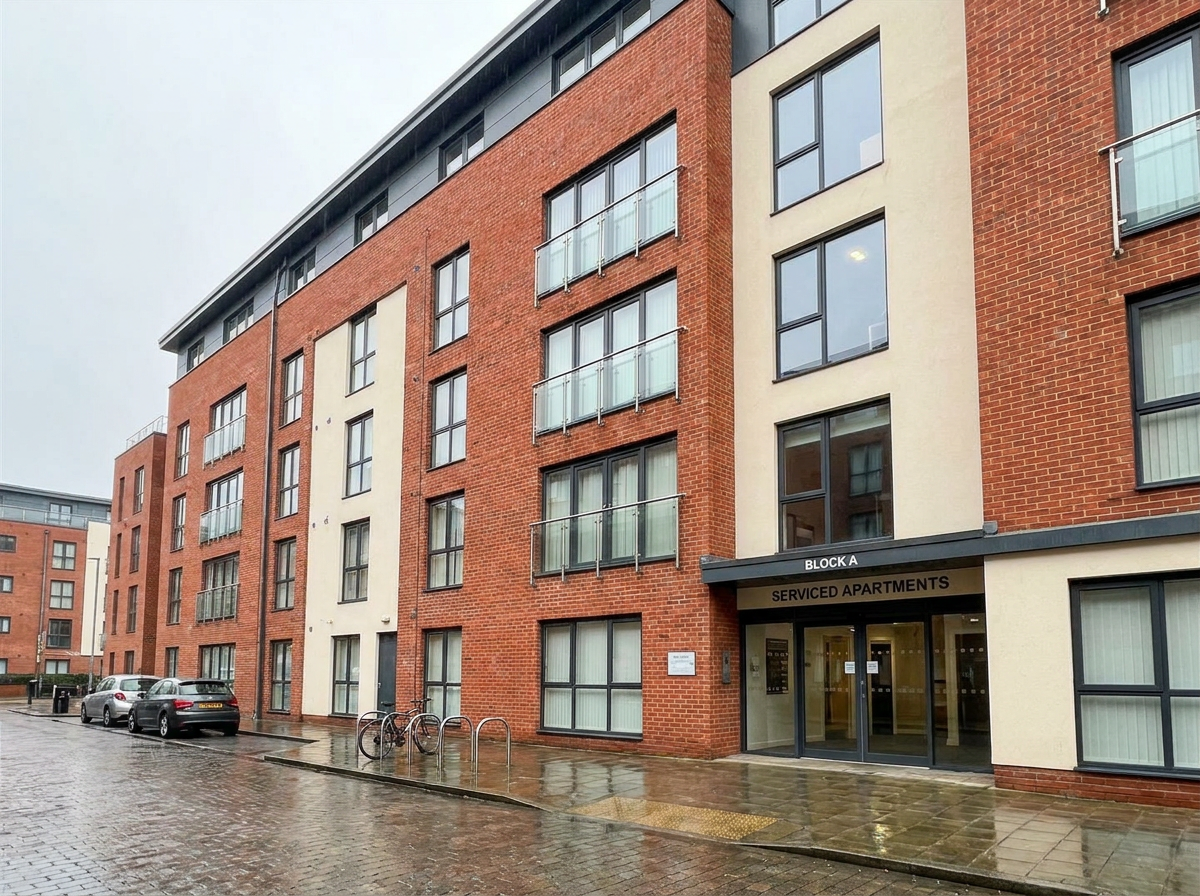 Modern apartment block suitable for serviced accommodation